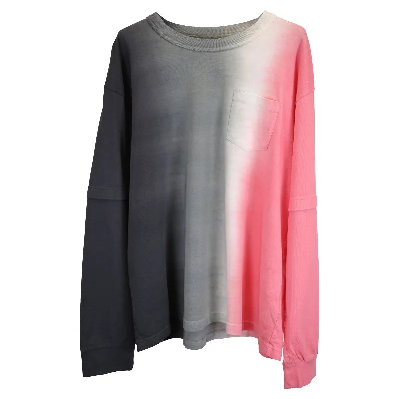 Sacai Tie-Dye Crewneck T-shirt in Pink Cotton