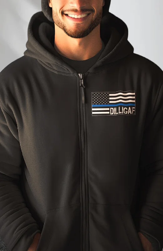 Simple Blue Line Zip Up Hoodie