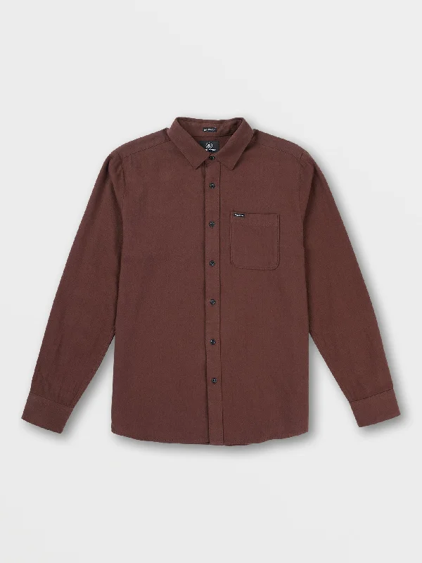 Caden Solid Long Sleeve Shirt - Mahogany