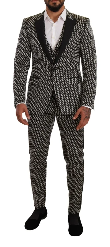 Dolce & Gabbana Elegant Martini  Check Three-Piece Men's Suit