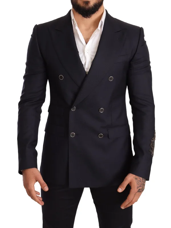 Dolce & Gabbana Elegant Navy Cashmere Silk Blend Men's Blazer