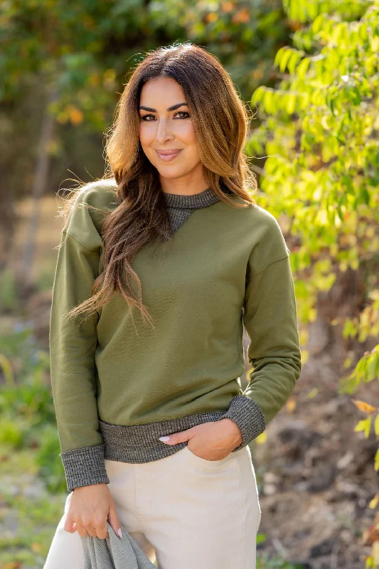 Heathered Rib Trim Sweatshirt