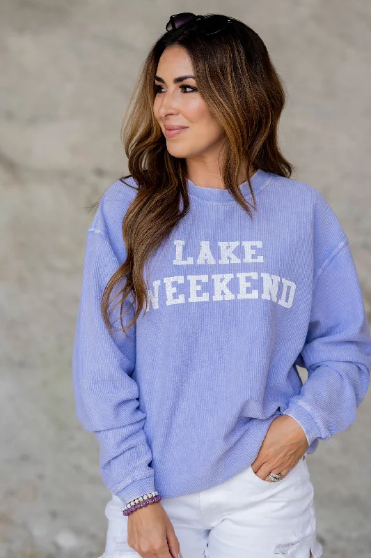 Lake Weekend Ribbed Graphic Crewneck