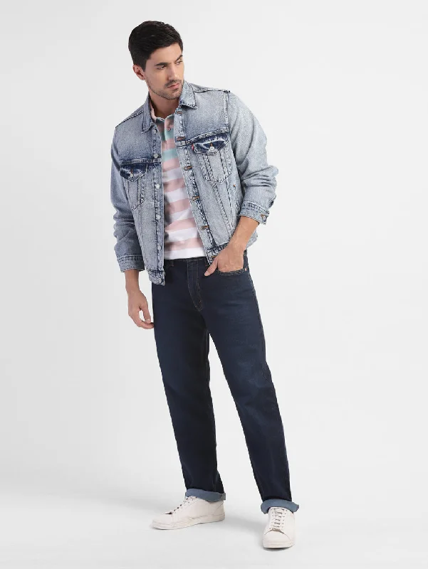 Men's Solid Spread Collar Denim Jacket