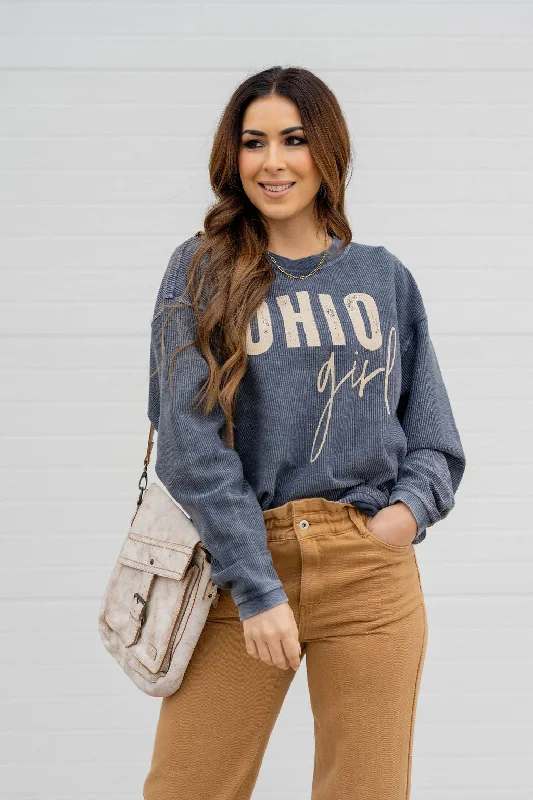 Ohio Girl Ribbed Graphic Crewneck