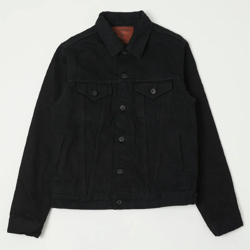 men's jackets with full front zipper-ONI 02527P-ZR-BK Secret Denim Type III Denim Jacket - Black One Wash