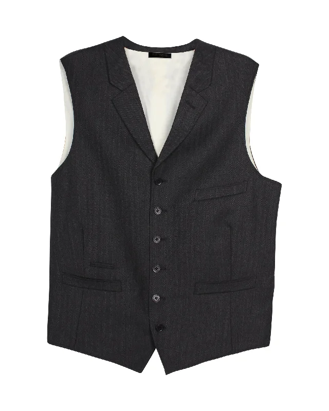 Ralph Lauren Herringbone Vest Blazer in Grey Wool