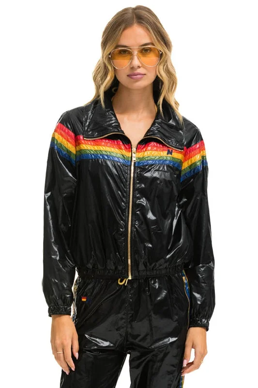 5 STRIPE WINDBREAKER - BLACK GLOSSY