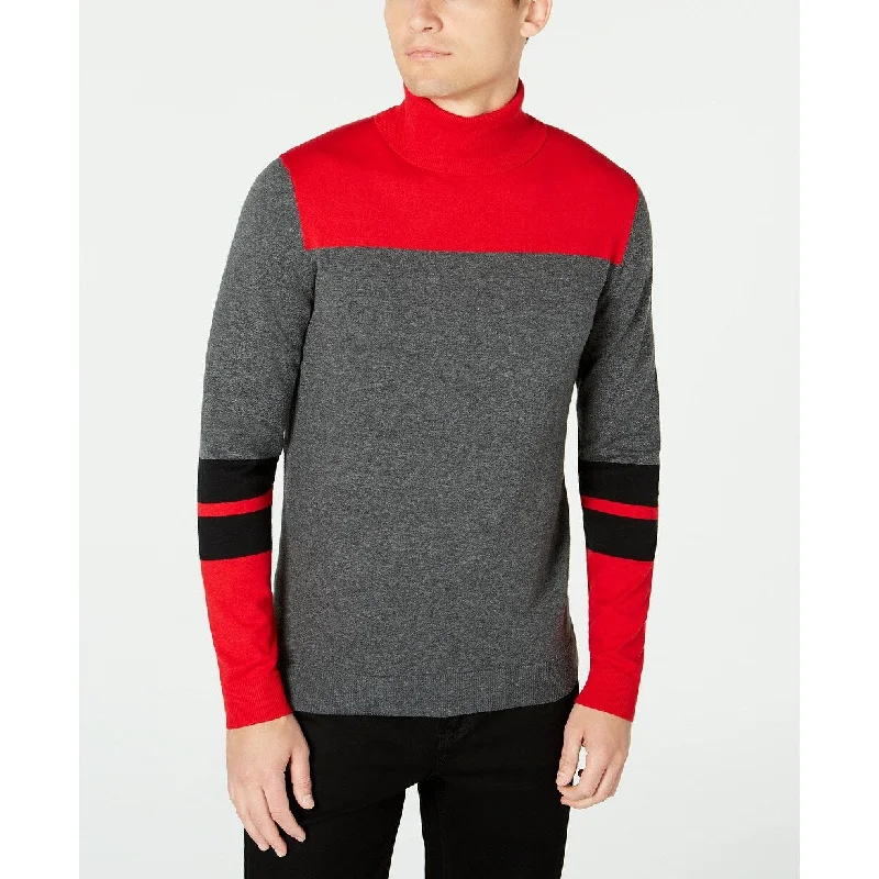 Alfani Men's Blocked Turtleneck Sweater Red Size Medium