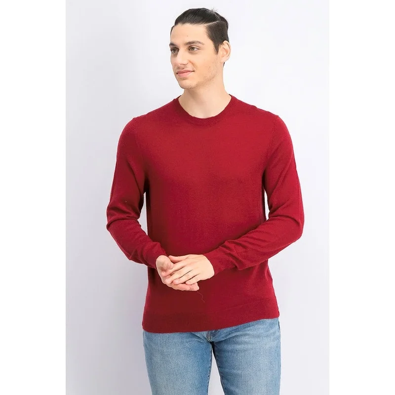 Alfani Men's Merino Blend Solid Crewneck Sweater Red Size Medium