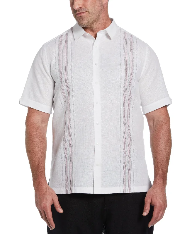 Big & Tall Linen Blend Yarn Dyed Panel Shirt