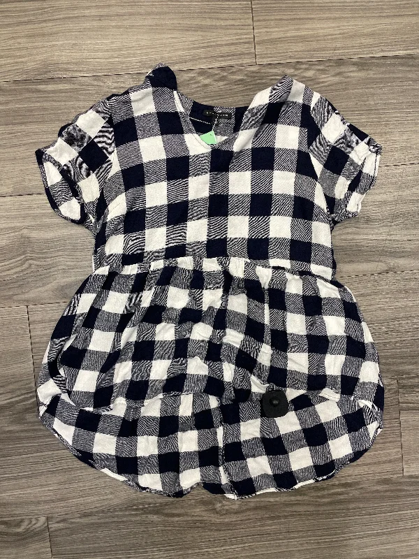 Blouse Short Sleeve By Staccato In Checkered Pattern, Size: S