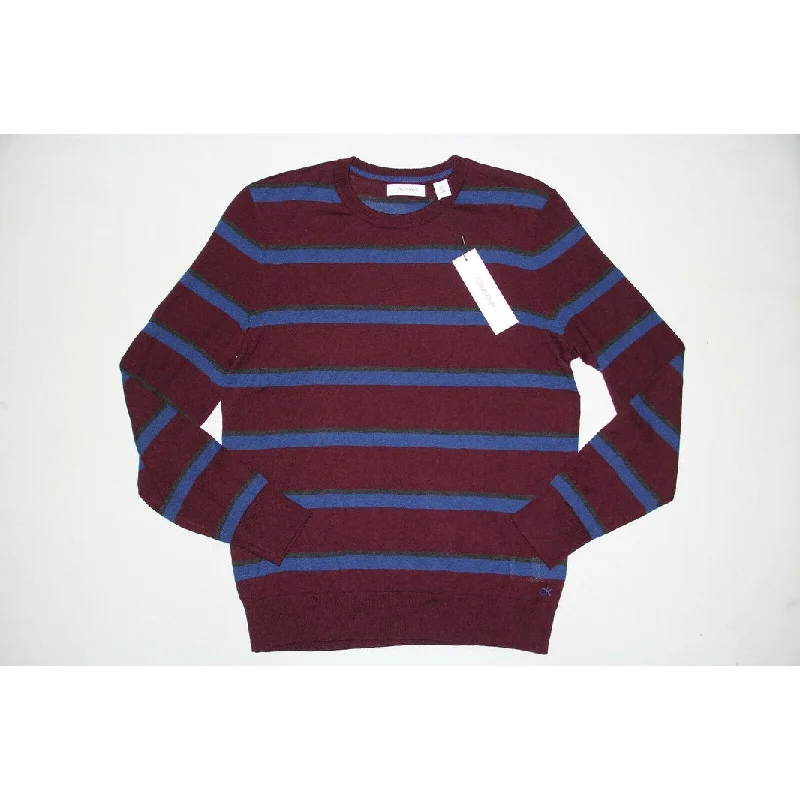 Calvin Klein Men's Bi-Color Striped Sweater Wine Size 2 Extra Large