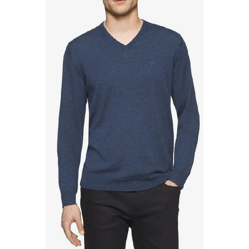 Calvin Klein Men's Merino Crew-Neck Sweater Blue Size X-Small - XS