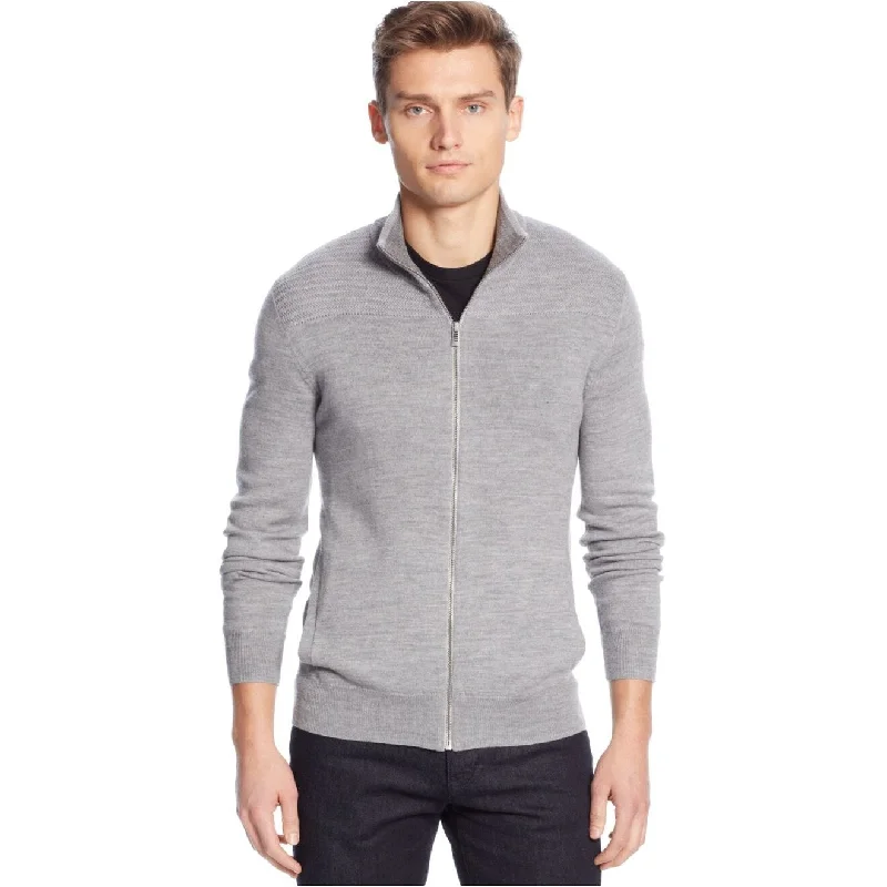 Calvin Klein Men's Merino Wool Full-Zip Sweater Charcoal Size Extra Small - X-Small