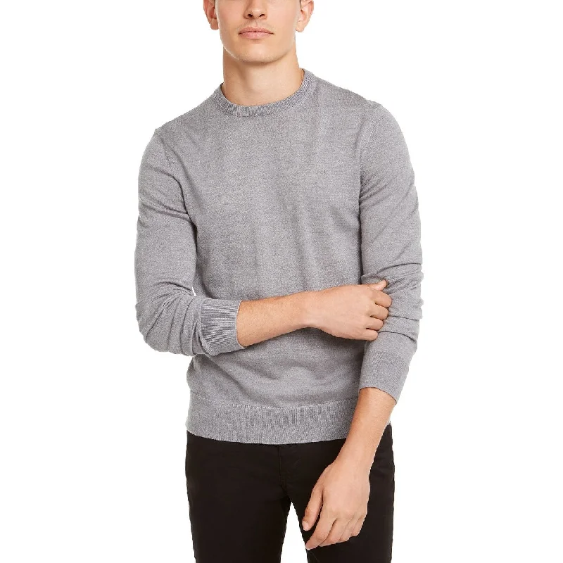 Calvin Klein Men's Solid Crew-Neck Sweater Gray Size Small