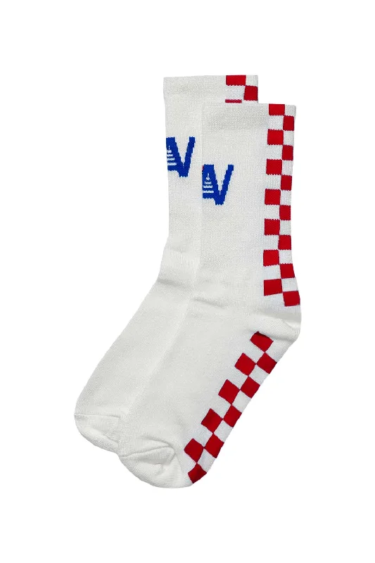 CHECKERED SOCK - WHITE // RED