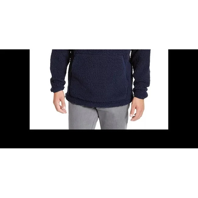 Dkny Men's Sherpa Quarter Zip Sweater Navy Size X-Large