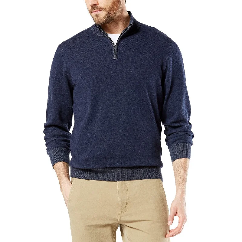 Dockers Men's Alpha Quarter-Zip Sweatshirt Blue Size Extra Large