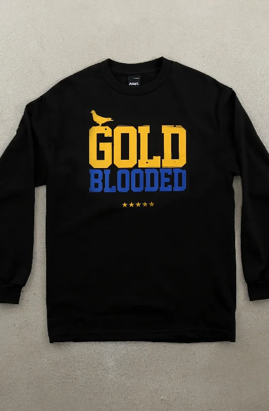 Gold Blooded (Men's Black/Royal Long Sleeve Tee)