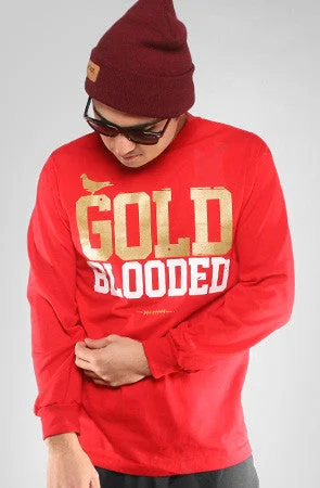 Gold Blooded (Men's Red Long Sleeve Tee)