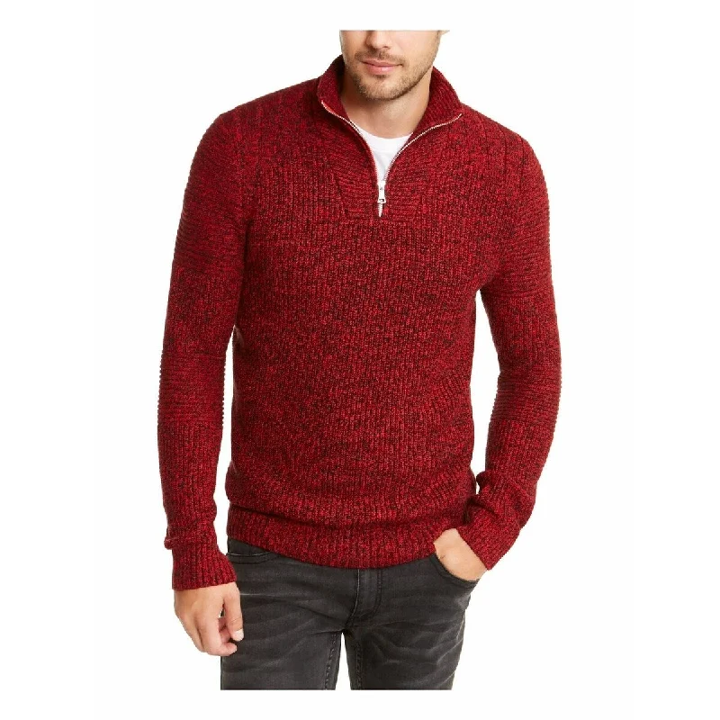 INC International Concepts Men's Quarter-Zip Sweater Red Size Extra Large