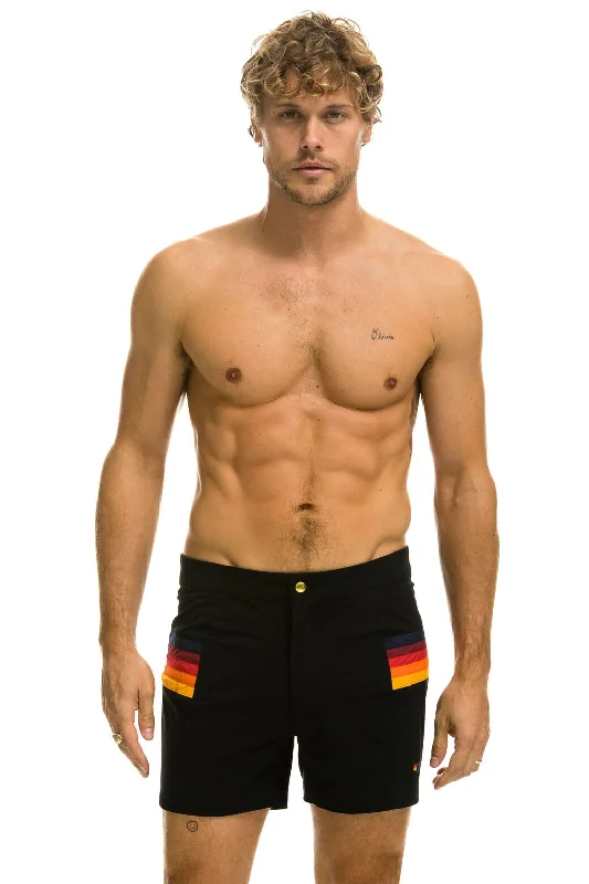 MEN'S HORIZONTAL 5 STRIPE FLEX SHORTS - BLACK