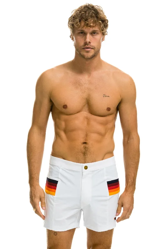 MEN'S HORIZONTAL 5 STRIPE FLEX SHORTS - WHITE