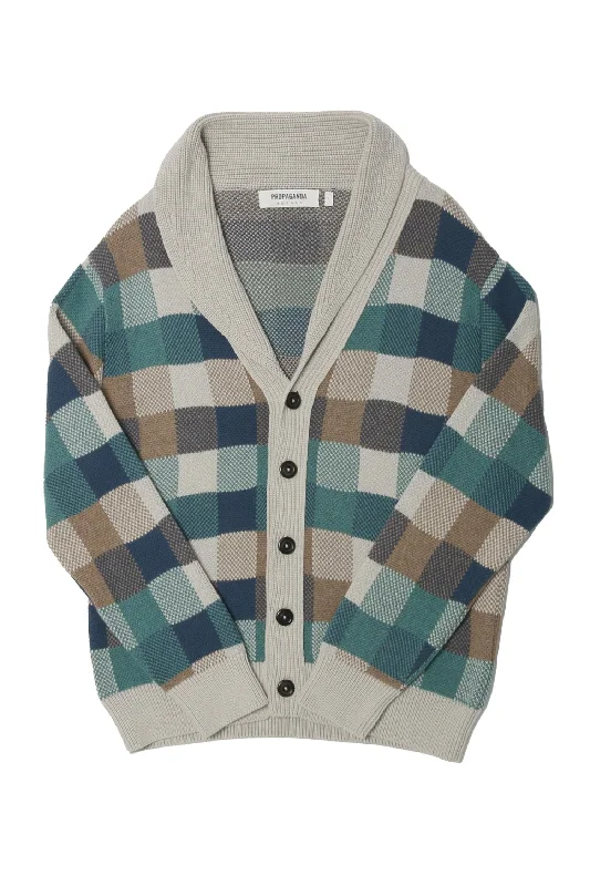 Men's Square Shawl Cardigan In Multi