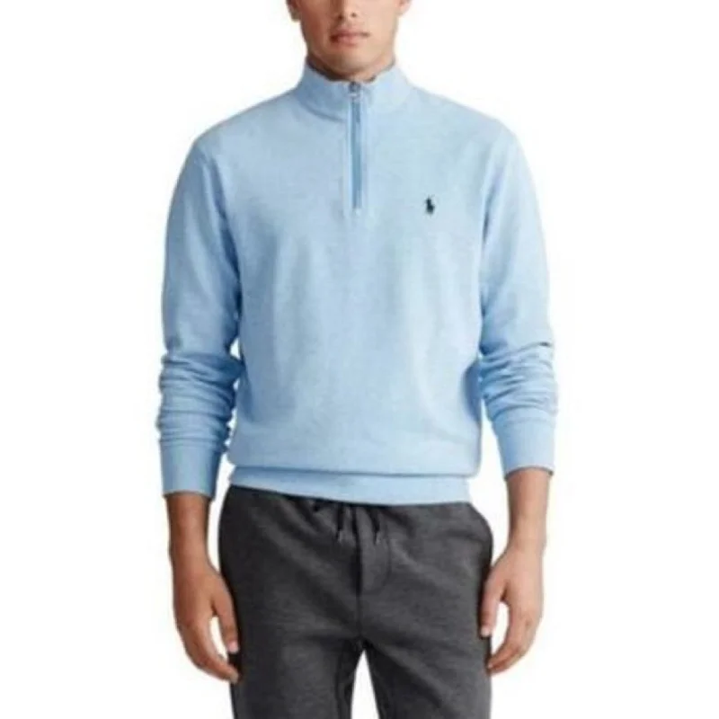 Polo Ralph Lauren Men's Double-Knit Mockneck Quarter-Zip Pullover Blue Size Small