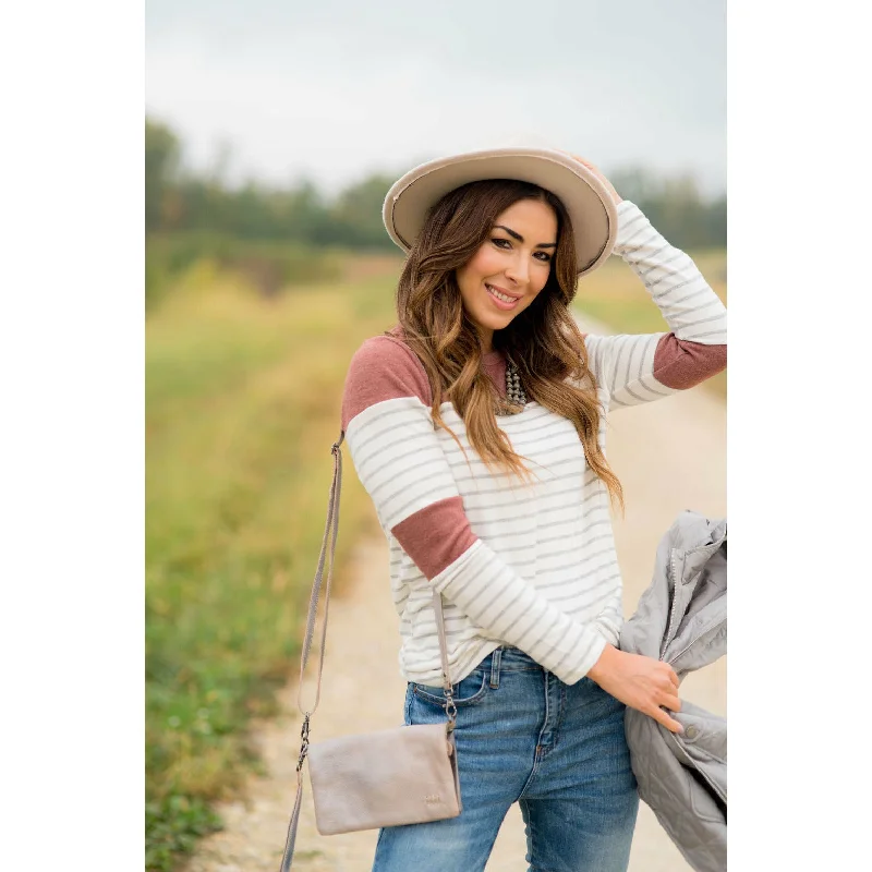 Striped Color Blocked Long Sleeve Tee