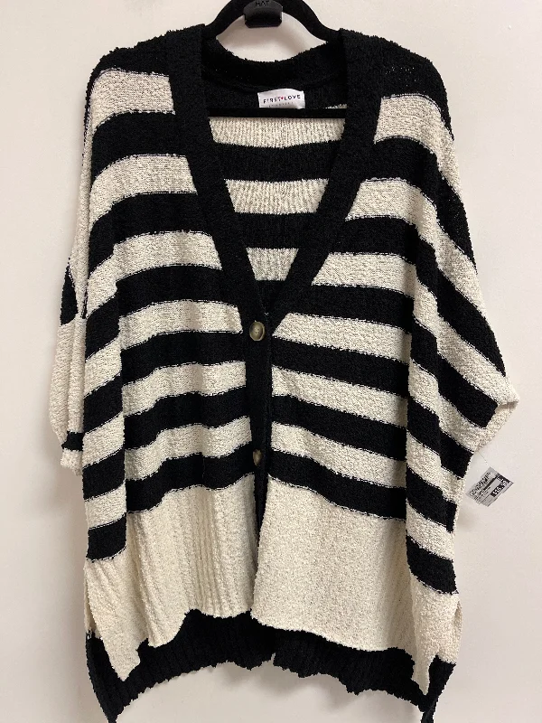 Sweater Cardigan By First Love In Black & Cream, Size: L