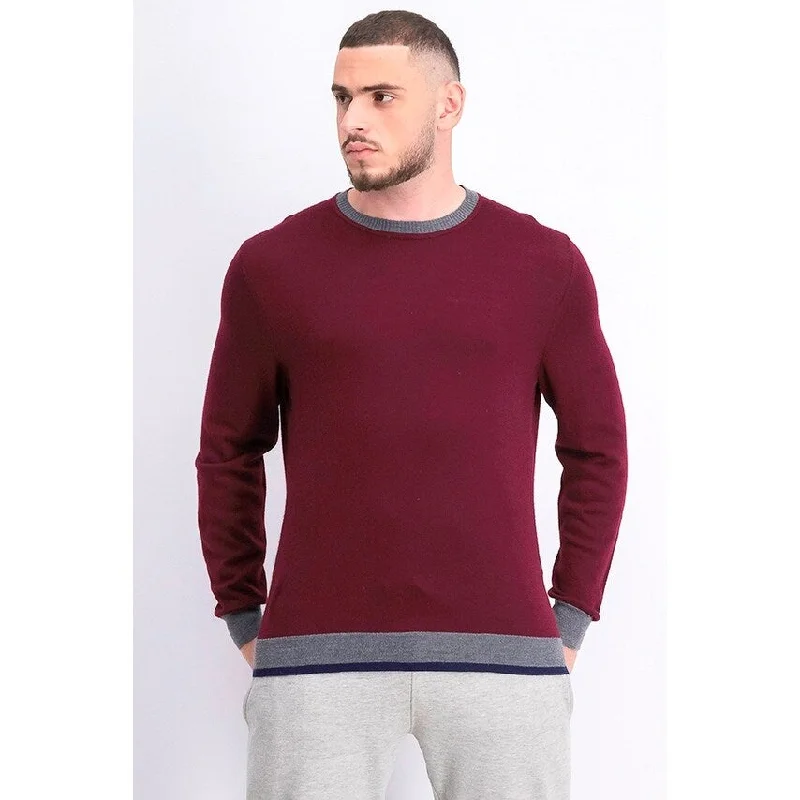 Tasso Elba Men's Merino Wool Blend Sweater Wine Size Large