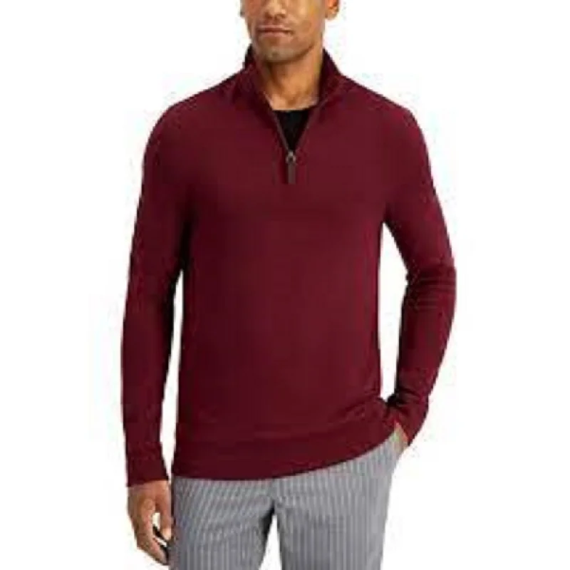 Tasso Elba Men's Quarter-Zip Sweatshirt Dark Red Size Extra Large - XL