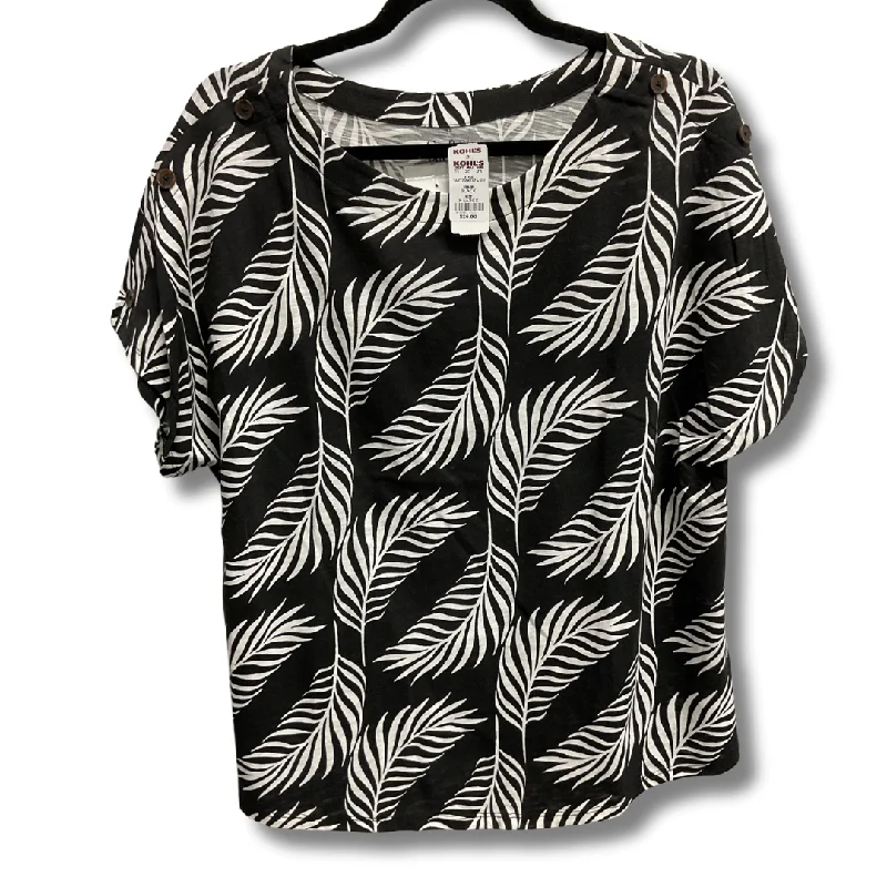 Top Short Sleeve Basic By Croft And Barrow In Black & White, Size: Xl