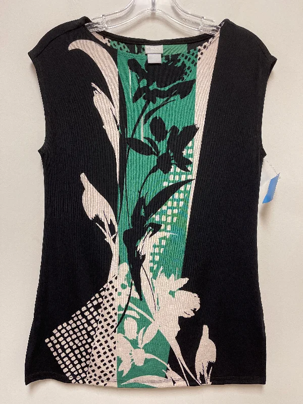 Top Sleeveless By Chicos In Black & Green, Size: S