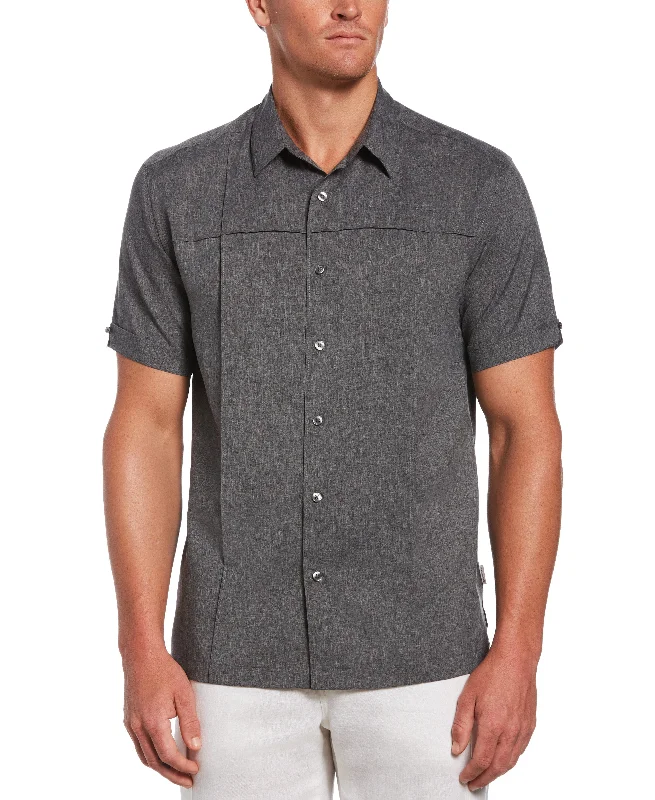 Two-Tone Cross Tuck Chambray Shirt