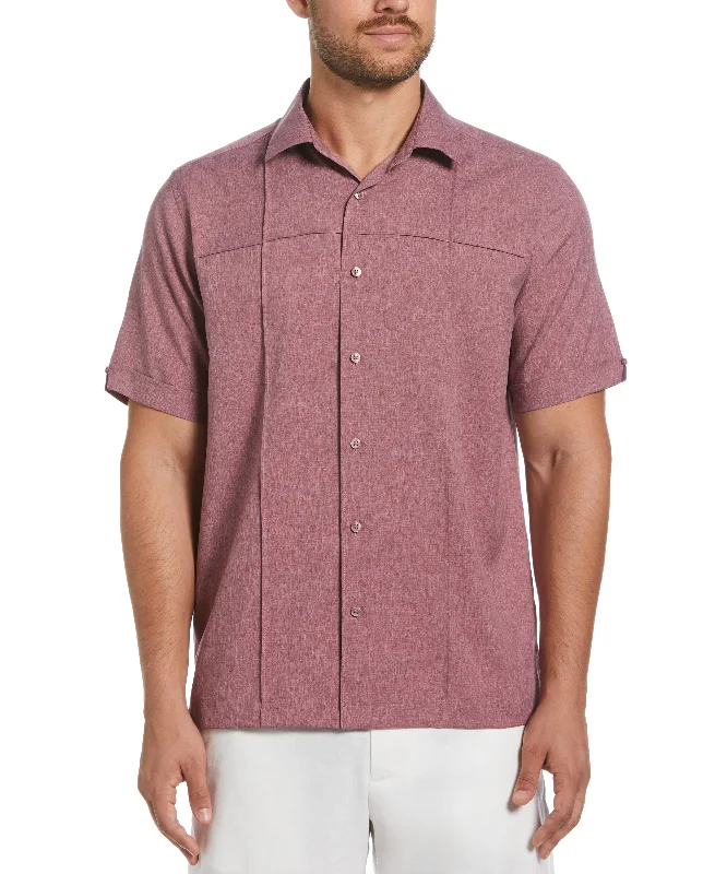 Two-Tone Cross Tuck Chambray Shirt