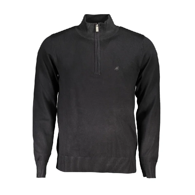 U.S. Grand Polo Elegant Half Zip Sweater with Embroidery Men's Detail