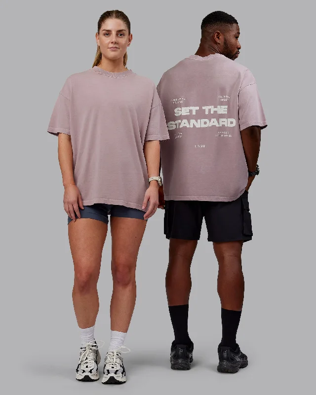 Unisex Washed Set The Standard Heavyweight Tee Oversize - Greyish Purple-Off White