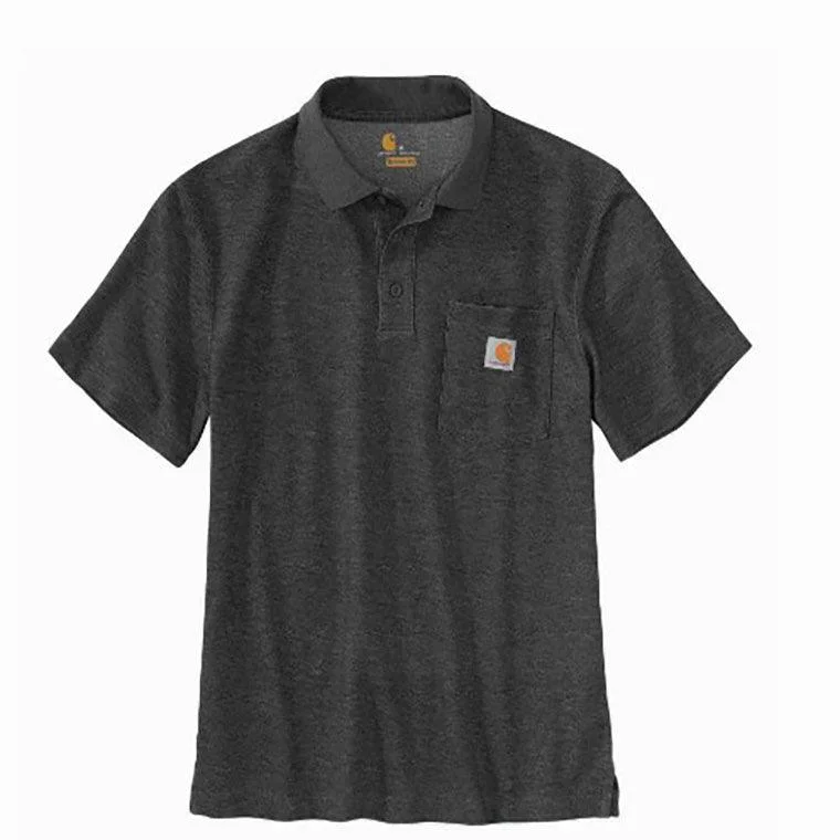 Loose fit midweight short-sleeve pocket polo - Carbon Heather