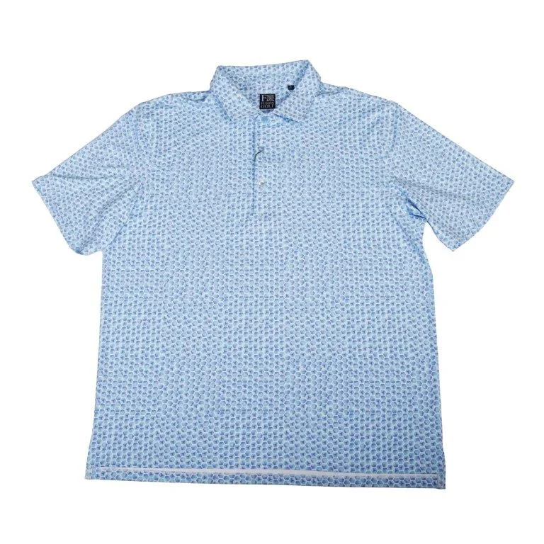 'FX Fusion' Men's Golf Club Balls Print Polo - Blue