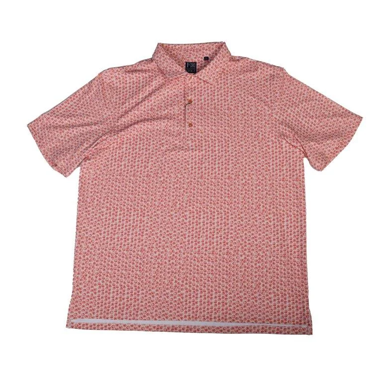 'FX Fusion' Men's Golf Club Balls Print Polo - Melon