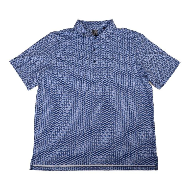 'FX Fusion' Men's Golf Club Balls Print Polo - Navy