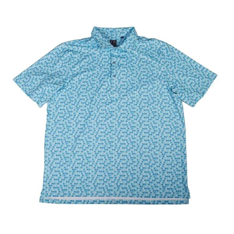 'FX Fusion' Men's Golfball Geo Print Polo - Aqua