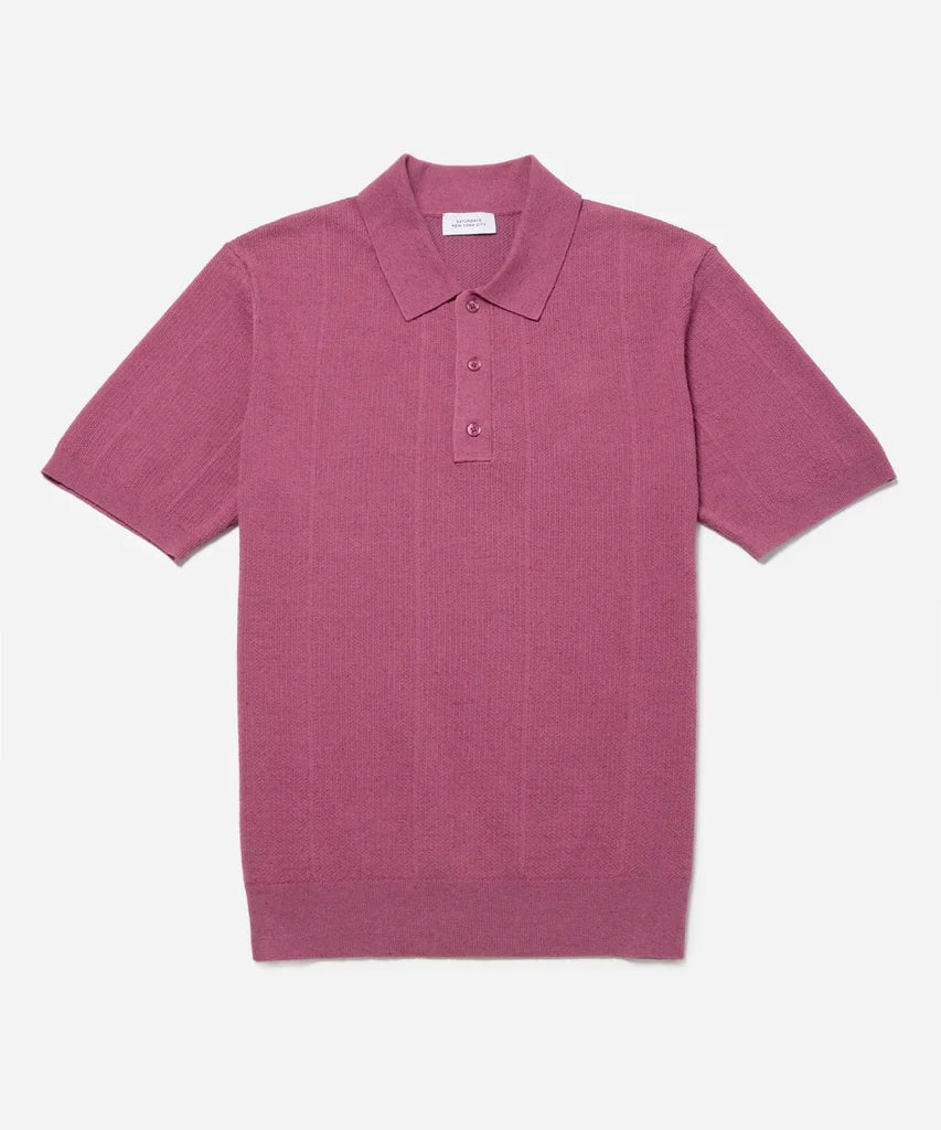 Saturdays NYC - Jahmad Linen Blend Knit Polo in Violet Quartz