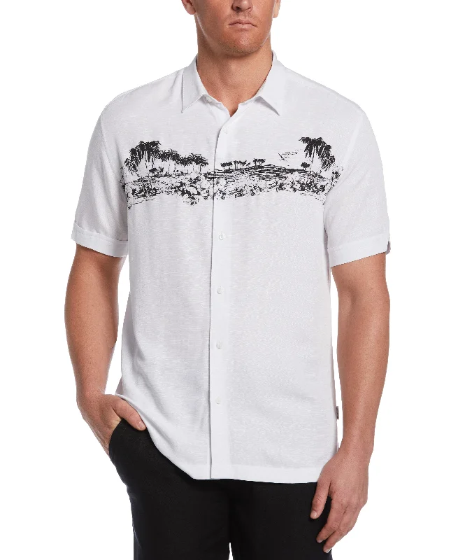 Scenic Print Textured Shirt