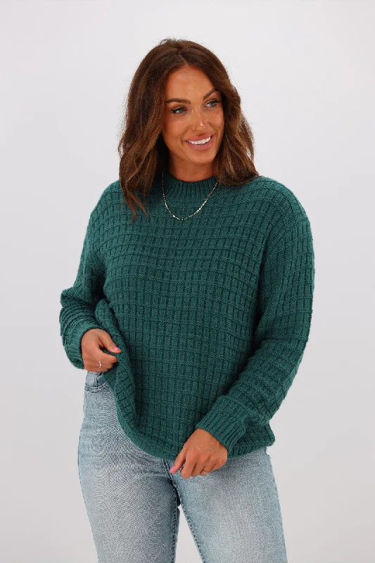 Shine On Label Sarah Polo Neck Chunky Knit JumperTeal