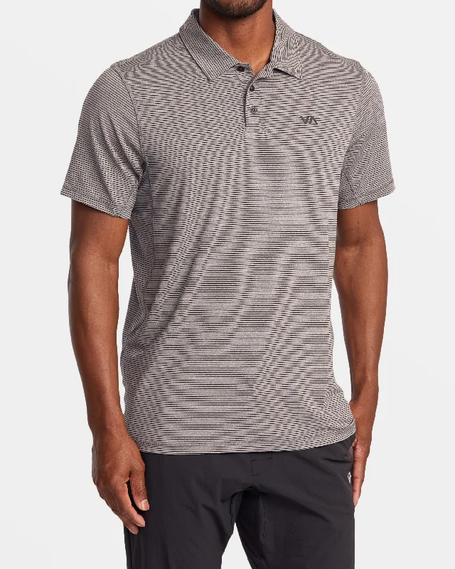 VA Sport Vent Technical Polo Shirt - Heather Grey Stripe