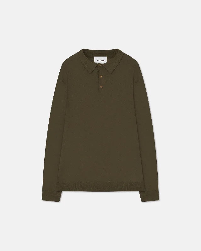 Ziast - Sale Merino Wool Polo - Khaki Knit